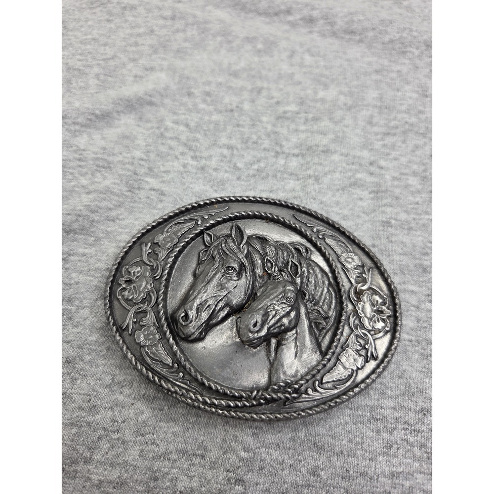 1991 Siskiyou Two Horse Stallion Western Belt Buckle